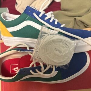 Vans Kids Blue, Green, and Yellow Sneakers